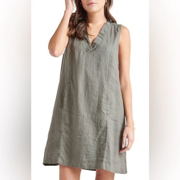 Splendid Nolan Linen Minidress in Olive - Picture 1 of 7